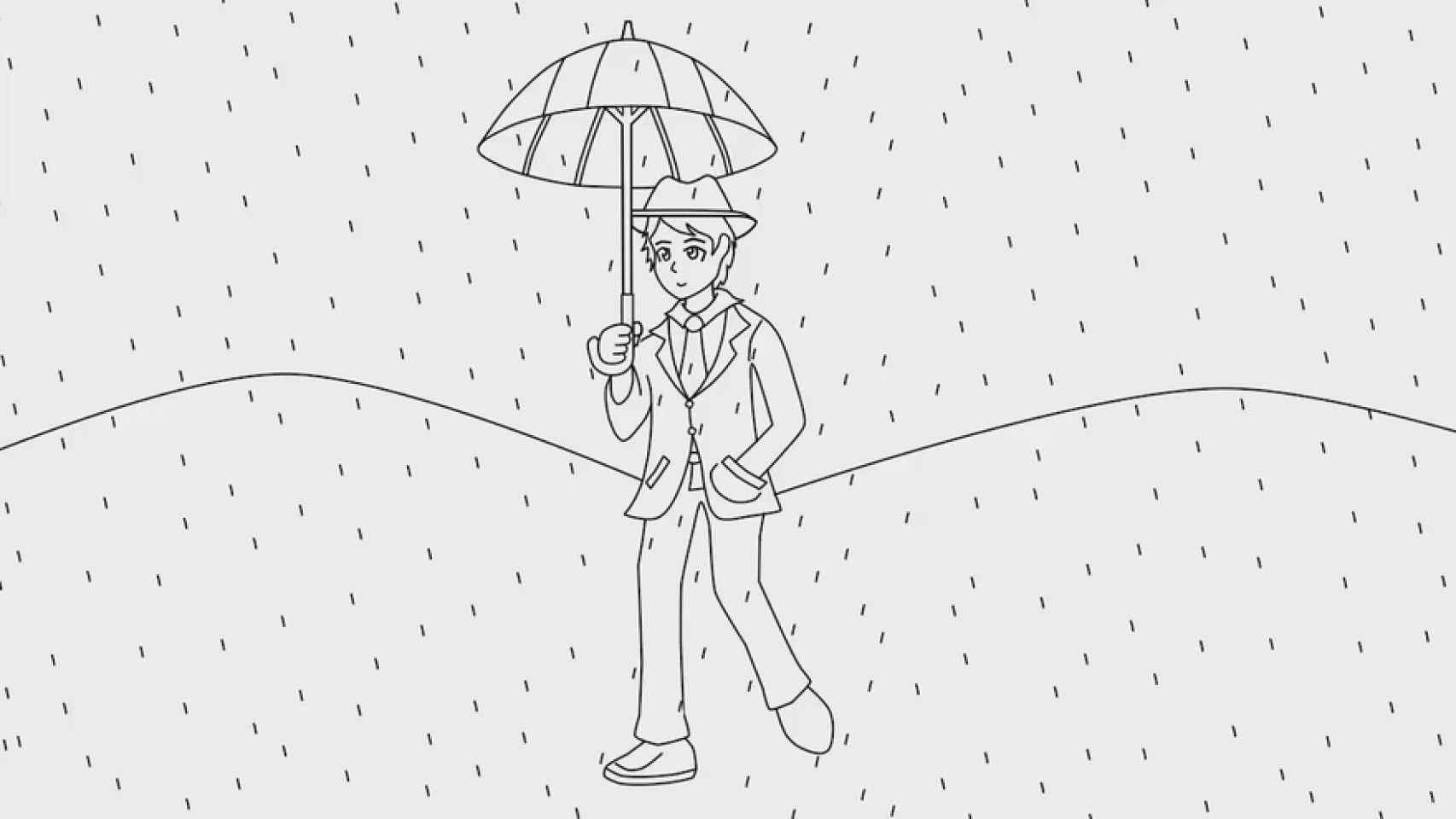 Dibujo de Psicología: Persona bajo la lluvia - Vida Emocional